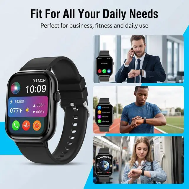 Alt view image 3 of 7 - Smart Watches for Men Women, Fitness Tracker (Answer/Make Call) | 2.01" HD Touchscreen, 120+ Sport Modes, IP67 Waterproof, 7-Day Battery, Smartwatch with for Android iPhone (Black)