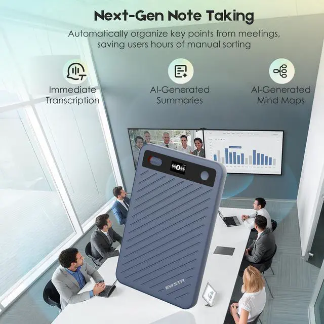 Alt view image 6 of 6 - AI Voice Recorder with Transcription, AI Note Recorder with App Control, AI Transcribe & Summarize, Support 100+ Languages Audio Recorders for Lecture Meeting Call International Exchange