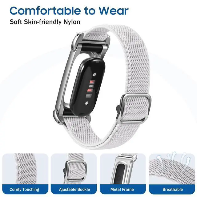 Alt view image 2 of 7 - Stretchy Band Compatible with Fitbit Air, Sport Loop Elastic Strap | Soft Stretchy Nylon Loop Band, Adjustable Replacement Strap, Breathable Wristband, Ultra-thin & Lightweight, for Women Men