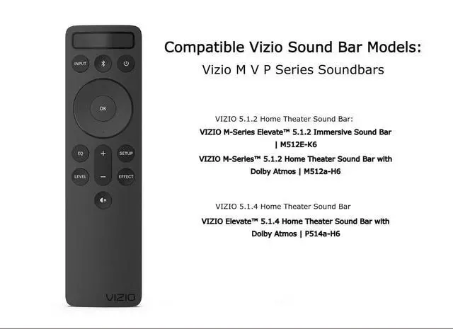 Alt view image 3 of 7 - OEM Replacement Bluetooth Backlit Display Sound Bar Remote Controller fit for All Vizio 2.1, 5.1.2 and 5.1.4 Premium Sound Bar Home Theater System