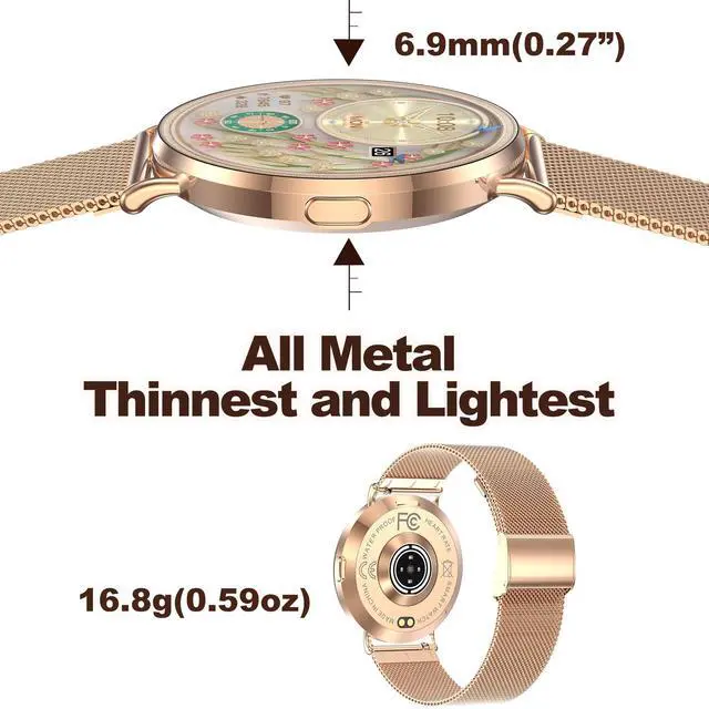 Alt view image 4 of 6 - Ultra-Slim Smart Watches for Women(Call/2 Bands/All Metal), 41mm,1.32" AMOLED Ultra-Clear Screen Fitness Tracker with SpO2/Heart Rate/Sleep Tracking,Waterproof Smart Watch for iPhone/Samsung/Android