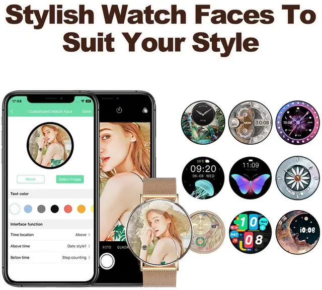 Alt view image 6 of 6 - Ultra-Slim Smart Watches for Women(Call/2 Bands/All Metal), 41mm,1.32" AMOLED Ultra-Clear Screen Fitness Tracker with SpO2/Heart Rate/Sleep Tracking,Waterproof Smart Watch for iPhone/Samsung/Android