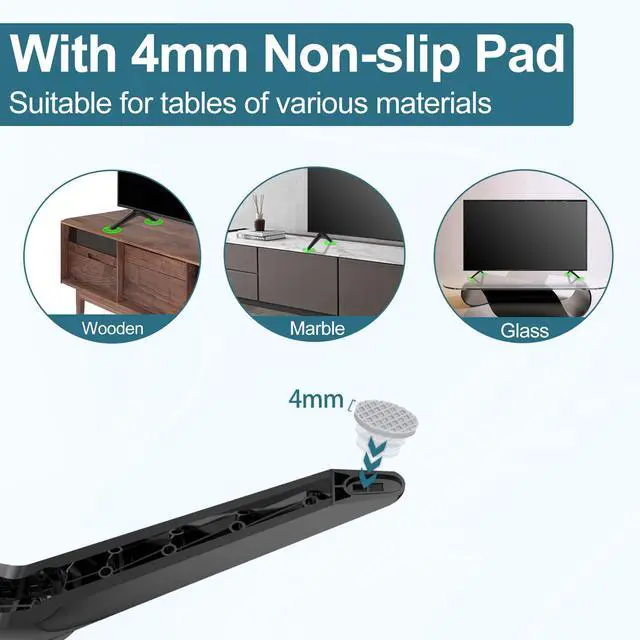 Alt view image 6 of 7 - TV Legs for Roku Select Series, for Roku TV Stand Legs for 4K HD HDR FHD QLED,Fit for TV with a Hole Center-to-Center Distance of 14mm/0.55in to 24mm/0.94in Please Measure Bottom Hole Distance