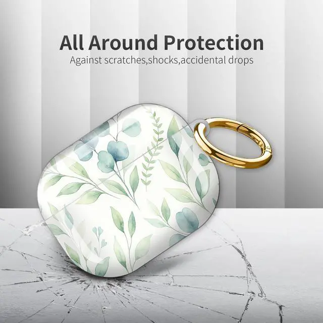 Alt view image 4 of 6 - Compatible with AirPod Pro 3rd Generation Case 2025,Fashion Protective Cover with Keychain, Anti-Scratch, Drop Protection,Shockproof Cover for AirPod Pro 3 Women(Green Leaf Branches)
