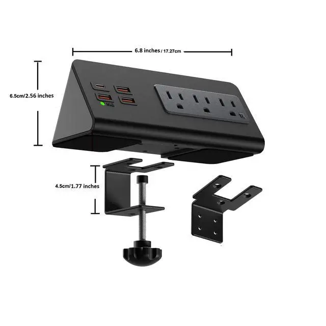 Alt view image 2 of 6 - Desk Edge Mount Power Outlets with USB Charge Ports