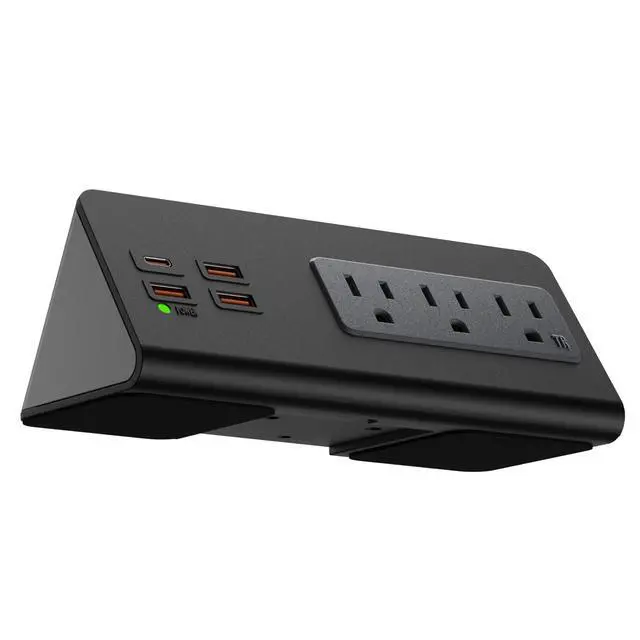 Alt view image 3 of 6 - Desk Edge Mount Power Outlets with USB Charge Ports