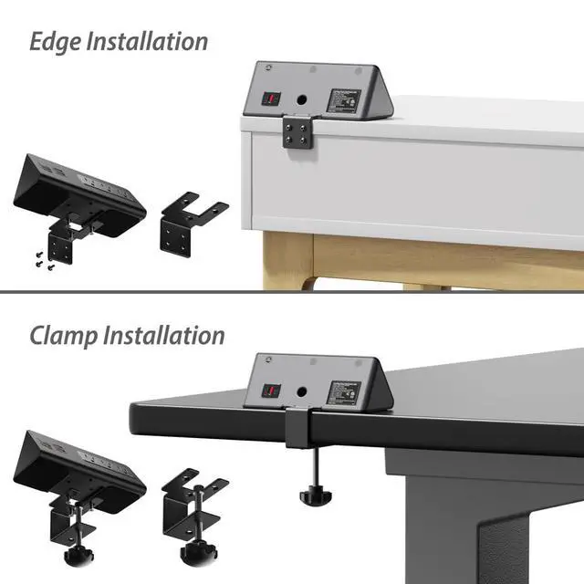 Alt view image 6 of 6 - Desk Edge Mount Power Outlets with USB Charge Ports