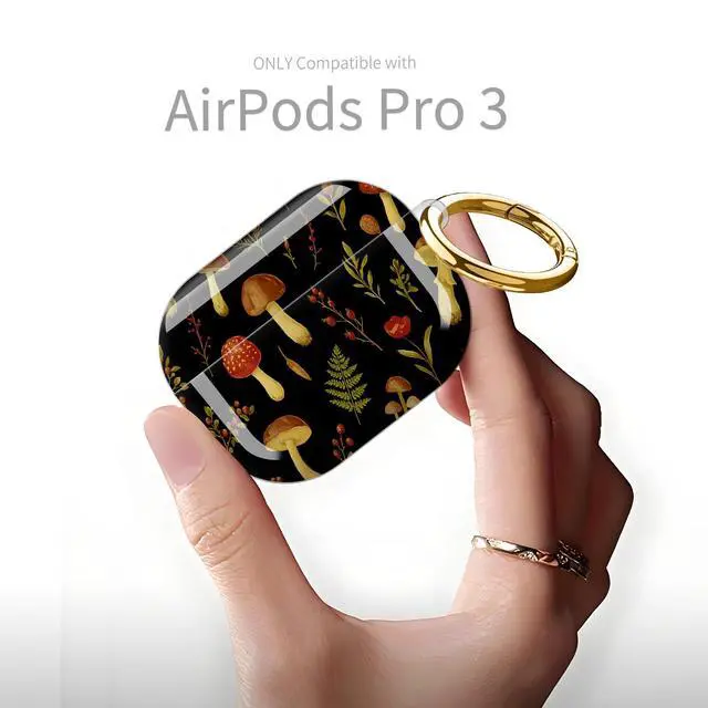 Alt view image 6 of 6 - Compatible with AirPod Pro 3rd Generation Case 2025,Fashion Protective Cover with Keychain, Anti-Scratch, Drop Protection,Shockproof Cover for AirPod Pro 3 Women(Vintage Mushrooms Forest)