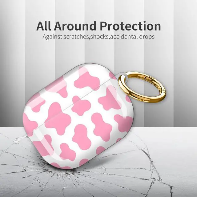 Alt view image 4 of 6 - Compatible with AirPod Pro 3rd Generation Case 2025,Fashion Protective Cover with Keychain, Anti-Scratch, Drop Protection,Shockproof Cover for AirPod Pro 3 Women(Pink Cow)