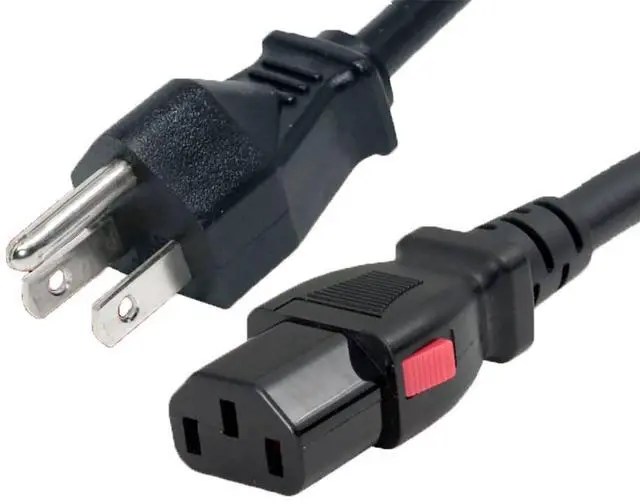 Main image of 3-Conductor AC Power Cord 18 AWG NEMA 5-15P to C13 (Auto-Locking) SVT Jacket 6 Feet Black
