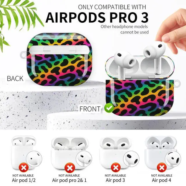 Alt view image 3 of 6 - Compatible with AirPod Pro 3rd Generation Case 2025,Fashion Protective Cover with Keychain, Anti-Scratch, Drop Protection,Shockproof Cover for AirPod Pro 3 Women(Colorful Leopard Cheetah Animal)