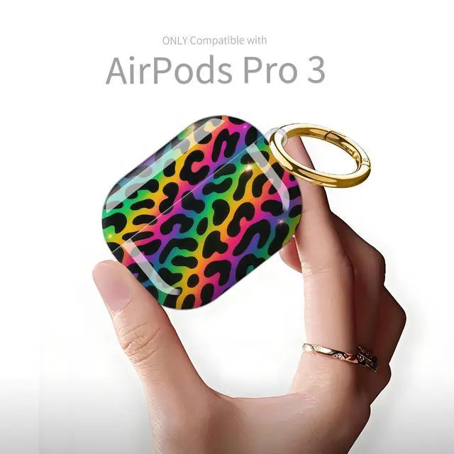 Alt view image 6 of 6 - Compatible with AirPod Pro 3rd Generation Case 2025,Fashion Protective Cover with Keychain, Anti-Scratch, Drop Protection,Shockproof Cover for AirPod Pro 3 Women(Colorful Leopard Cheetah Animal)
