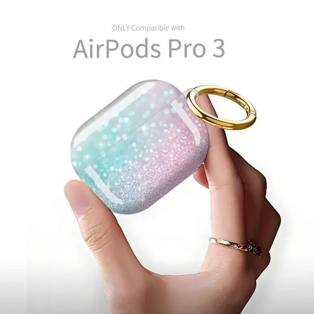Alt view image 6 of 6 - Compatible with AirPod Pro 3rd Generation Case 2025,Fashion Protective Cover with Keychain, Anti-Scratch, Drop Protection,Shockproof Cover for AirPod Pro 3 Women(Pink Sparkle Glitter)