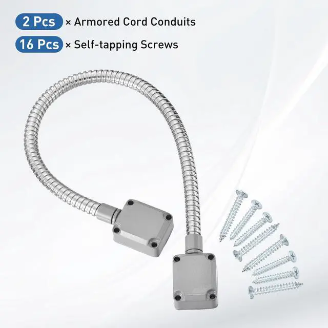Alt view image 3 of 7 - Armored Door Loop Wire Protection (20" L 5/16" ID, Silver)(1Pcs), Door Wire Conduit Power Transfer Armored Cable Wire Sleeve Protector with Aluminum End Cap, Suit for - Access System