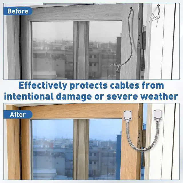 Alt view image 5 of 7 - Armored Door Loop Wire Protection (20" L 5/16" ID, Silver)(1Pcs), Door Wire Conduit Power Transfer Armored Cable Wire Sleeve Protector with Aluminum End Cap, Suit for - Access System