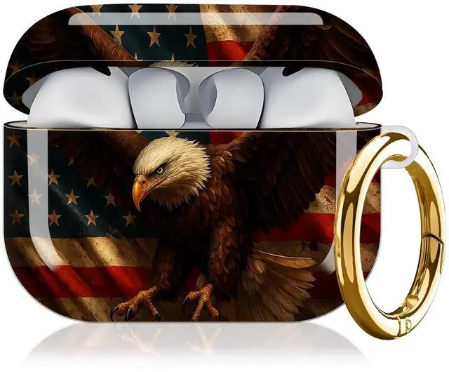 Main image of Compatible with AirPod Pro 3rd Generation Case 2025,Fashion Protective Cover with Keychain, Anti-Scratch, Drop Protection,Shockproof Cover for AirPod Pro 3 Women(American Flag Eagle)