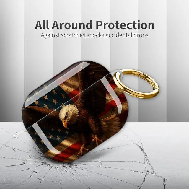 Alt view image 4 of 6 - Compatible with AirPod Pro 3rd Generation Case 2025,Fashion Protective Cover with Keychain, Anti-Scratch, Drop Protection,Shockproof Cover for AirPod Pro 3 Women(American Flag Eagle)
