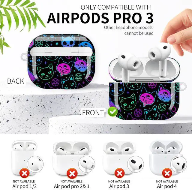 Alt view image 3 of 6 - Compatible with AirPod Pro 3rd Generation Case 2025,Fashion Protective Cover with Keychain, Anti-Scratch, Drop Protection,Shockproof Cover for AirPod Pro 3 Women(Cute Cartoon Cat)