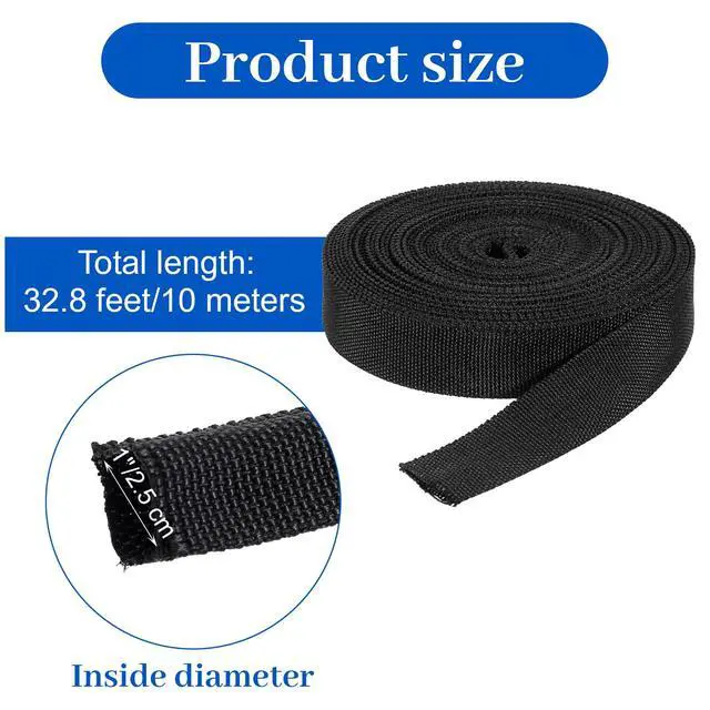 Alt view image 2 of 7 - 32.8 Ft Hydraulic Hose Protector Sleeve, 1 Inch Id Black Protective Cover Hose Sheath Hydraulic Wrap Cutting Wire Sheath Cable Cover for Cord Tig