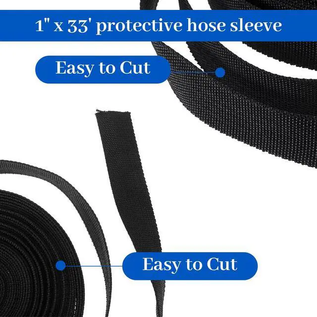 Alt view image 4 of 7 - 32.8 Ft Hydraulic Hose Protector Sleeve, 1 Inch Id Black Protective Cover Hose Sheath Hydraulic Wrap Cutting Wire Sheath Cable Cover for Cord Tig