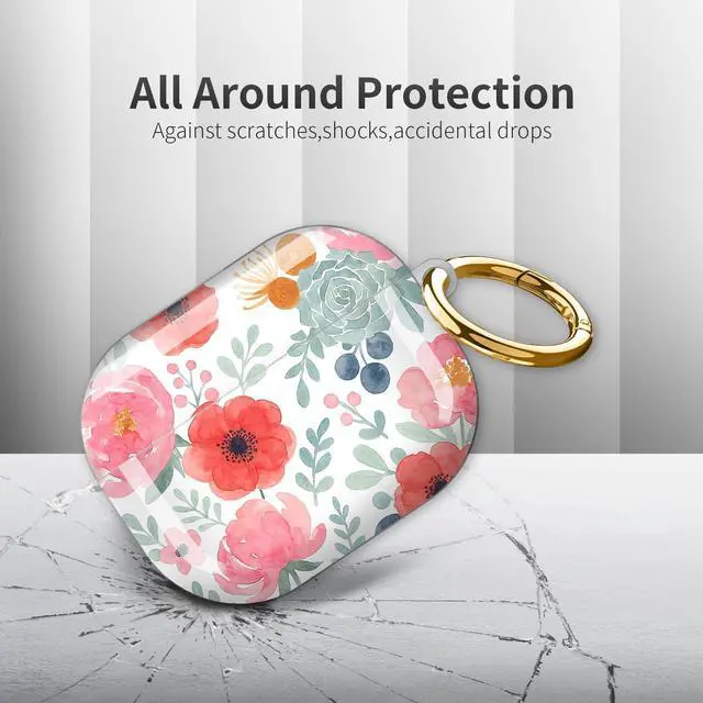 Alt view image 4 of 6 - Compatible with AirPod Pro 3rd Generation Case 2025,Fashion Protective Cover with Keychain, Anti-Scratch, Drop Protection,Shockproof Cover for AirPod Pro 3 Women(Pink Green Flower)