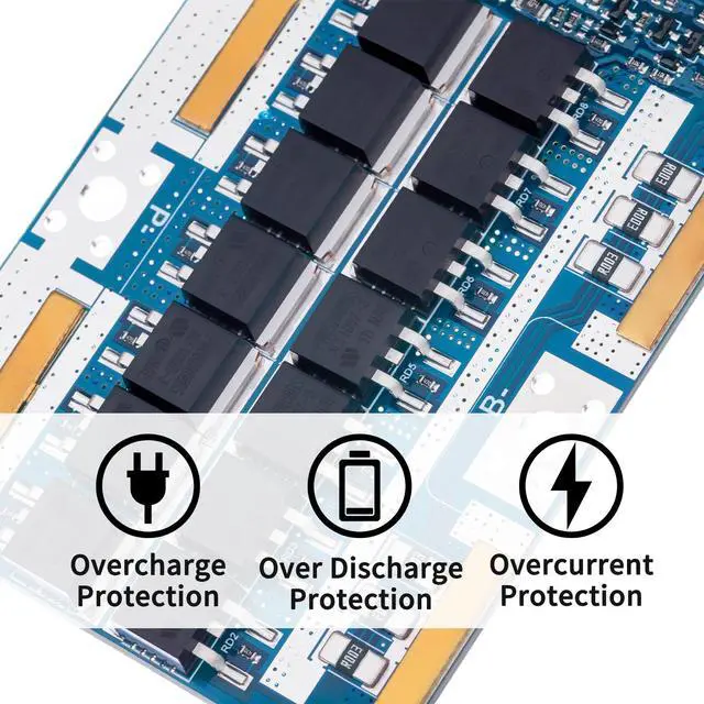 Alt view image 6 of 7 - 15S BMS 48V 20A Lifepo4 Battery Management System PCB Protection Board with Balance Wire and NTC,Ten Functional protections, Common Port, for Lifepo4 Battery Pack (15S 48V 20A)