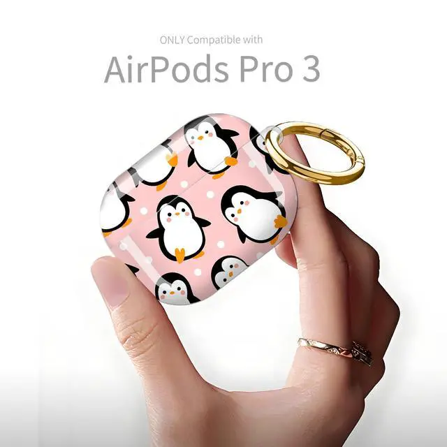 Alt view image 6 of 6 - Compatible with AirPod Pro 3rd Generation Case 2025,Fashion Protective Cover with Keychain, Anti-Scratch, Drop Protection,Shockproof Cover for AirPod Pro 3 Women(Cute Penguins)