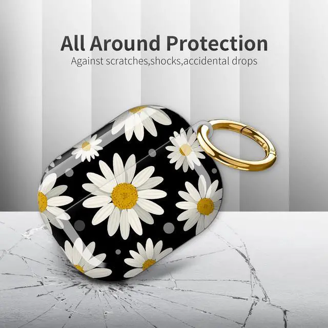 Alt view image 4 of 6 - Compatible with AirPod Pro 3rd Generation Case 2025,Fashion Protective Cover with Keychain, Anti-Scratch, Drop Protection,Shockproof Cover for AirPod Pro 3 Women(White Daisy)