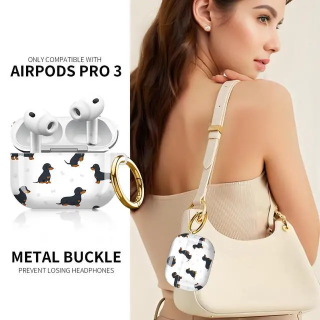 Alt view image 2 of 6 - Compatible with AirPod Pro 3rd Generation Case 2025,Fashion Protective Cover with Keychain, Anti-Scratch, Drop Protection,Shockproof Cover for AirPod Pro 3 Women(Dachshund Dog Paws)