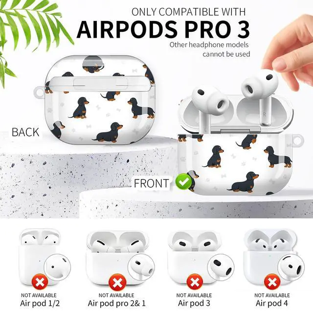 Alt view image 3 of 6 - Compatible with AirPod Pro 3rd Generation Case 2025,Fashion Protective Cover with Keychain, Anti-Scratch, Drop Protection,Shockproof Cover for AirPod Pro 3 Women(Dachshund Dog Paws)