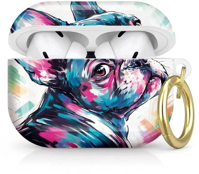 Main image of Compatible with AirPod Pro 2nd/1st Generation Case Cover with Key Chain,Full Protective Shockproof Wireless Headphone Case for Airpod Pro 2023/2022/2019(Colorful Abstract Dog Portrait Art)