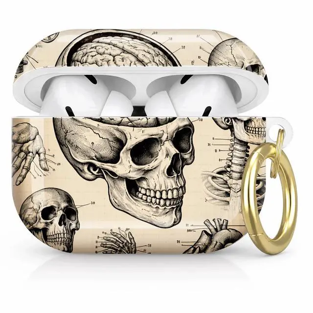 Main image of Compatible with AirPod Pro 2nd/1st Generation Case Cover with Key Chain,Full Protective Shockproof Wireless Headphone Case for Airpod Pro 2023/2022/2019(Skeleton Brain Heart Skull Diagram)
