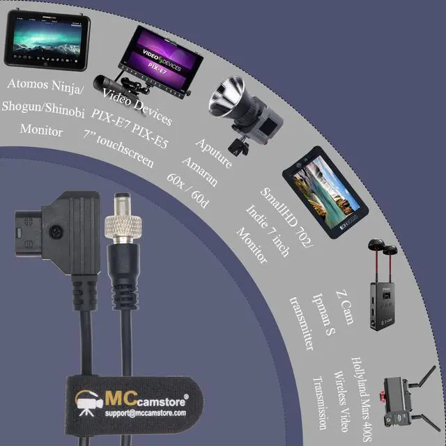Alt view image 2 of 5 - D-Tap to Locking DC 5.5 2.1 Monitor Power Cable Compatible for Atomos Inferno Video Devices PIX-E7 PIX-E5 Touchscreen Display Hollyland Mars 400s Amaran 60X (50cm/20in, Straight Locking DC)