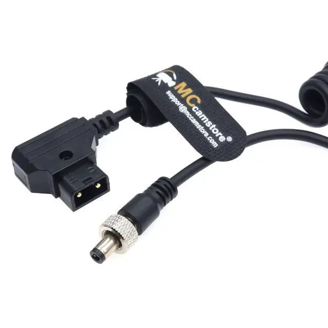 Alt view image 4 of 5 - Locking DC 5.5 2.1 to D Tap Coiled Power Cable for Video Devices PIX-E7 PIX-E5 7 Touchscreen Display Hollyland Mars 400s Amaran 60X (Coiled Cable, Angle Locking DC)