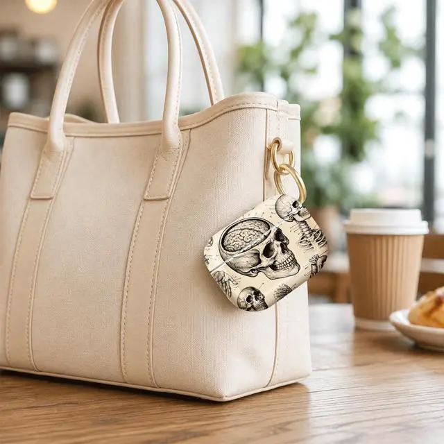 Alt view image 6 of 7 - Compatible with AirPod Pro 2nd/1st Generation Case Cover with Key Chain,Full Protective Shockproof Wireless Headphone Case for Airpod Pro 2023/2022/2019(Skeleton Brain Heart Skull Diagram)