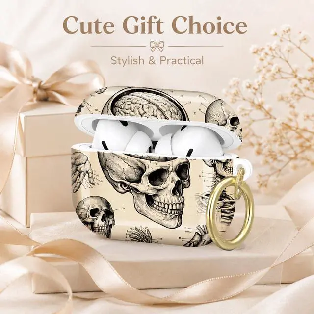 Alt view image 7 of 7 - Compatible with AirPod Pro 2nd/1st Generation Case Cover with Key Chain,Full Protective Shockproof Wireless Headphone Case for Airpod Pro 2023/2022/2019(Skeleton Brain Heart Skull Diagram)