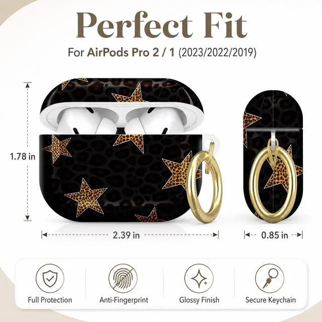 Alt view image 2 of 7 - Compatible with AirPod Pro 2nd/1st Generation Case Cover with Key Chain,Full Protective Shockproof Wireless Headphone Case for Airpod Pro 2023/2022/2019(Star Leopard)