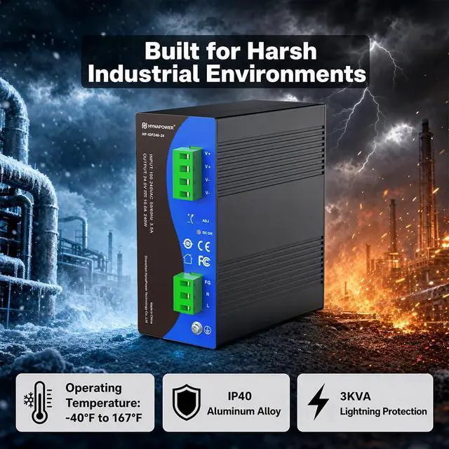 Alt view image 4 of 7 - 24VDC 240W Industrial DIN-Rail Power Supply Switch Switching Converter DC | Input 100-240VAC, Output 24VDC 10A, 50/60HZ, Multiple Protection