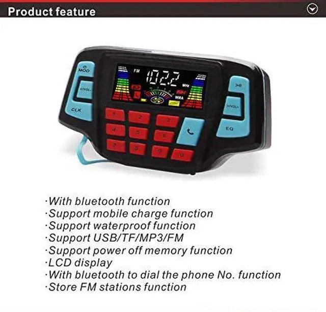 Alt view image 2 of 6 - 3" Motorcycle Weatherproof Bluetooth Wireless Speaker MP3 Music Player Sound Audio Stereo Amplifier System ATV UTV USB 2.0, Micro SD, FM Radio (Black Star Speaker)