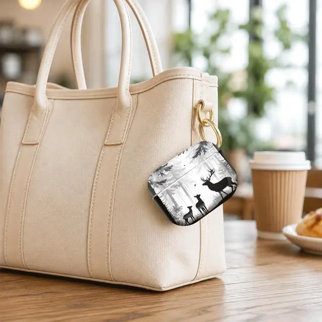 Alt view image 6 of 7 - Compatible with AirPod Pro 2nd/1st Generation Case Cover with Key Chain,Full Protective Shockproof Wireless Headphone Case for Airpod Pro 2023/2022/2019(Forest Deer)