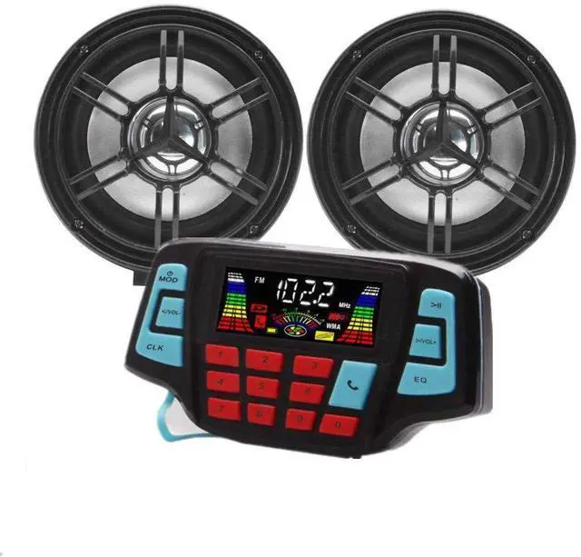 Main image of 3" Motorcycle Weatherproof Bluetooth Wireless Speaker MP3 Music Player Sound Audio Stereo Amplifier System ATV UTV USB 2.0, Micro SD, FM Radio (Black)