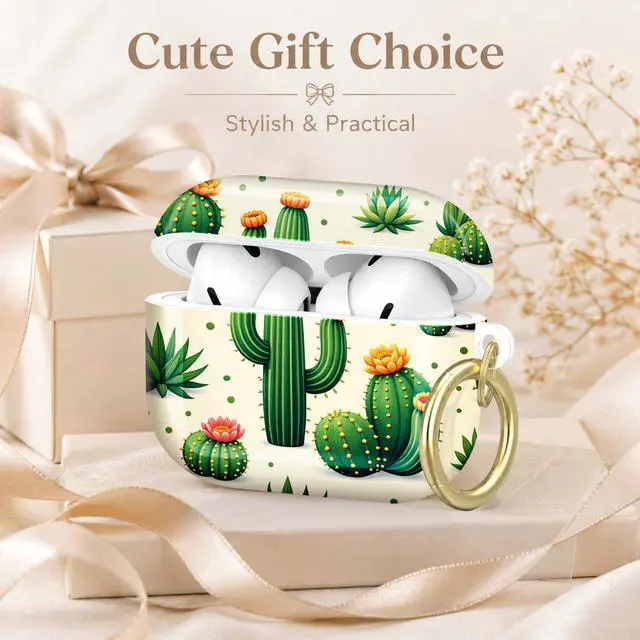 Alt view image 7 of 7 - Compatible with AirPod Pro 2nd/1st Generation Case Cover with Key Chain,Full Protective Shockproof Wireless Headphone Case for Airpod Pro 2023/2022/2019(Cactus with Flowers Spines)