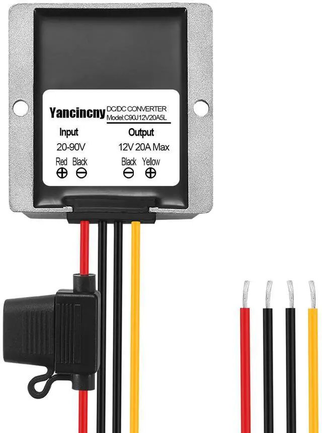 Main image of Yancincny 240W Dc-Dc Step Down to 12V Converter, DC 90V 72V 60V 48V 36V 24V to 12v Voltage Converter 20A Regulator Step Down to 12V dc Converter Reducer Power Supply Transformer Module for Golf Cart