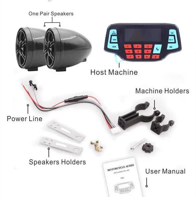 Alt view image 4 of 4 - 3" Motorcycle Weatherproof Bluetooth Wireless Speaker MP3 Music Player Sound Audio Stereo Amplifier System ATV UTV USB 2.0, Micro SD, FM Radio (Black)