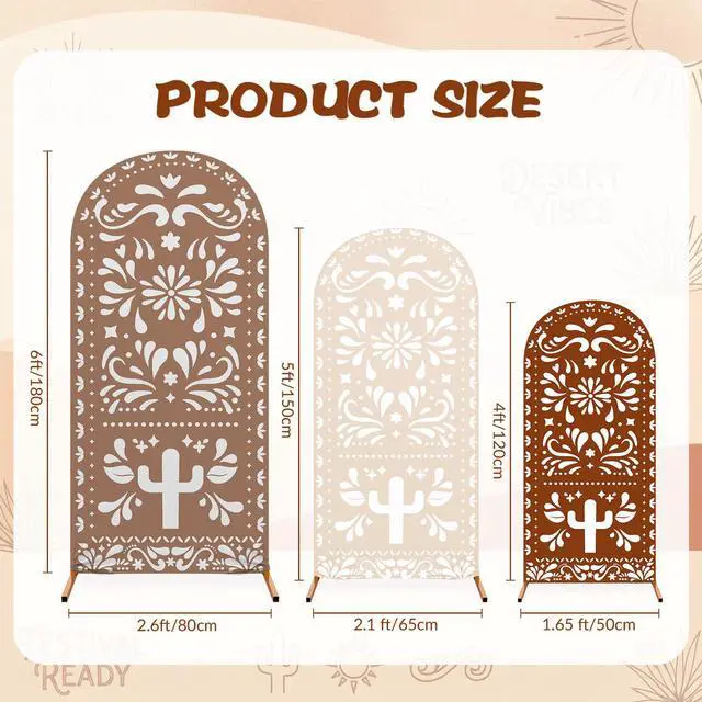 Alt view image 4 of 6 - 3 Pcs Mexican Cielito Lindo Arch Backdrop Cover 4ft 5ft 6ft 2-sided Stretchy Arch Stand Covers for Mexico Talavera Wedding Birthday Baby Shower Party Decor (Only Cover)