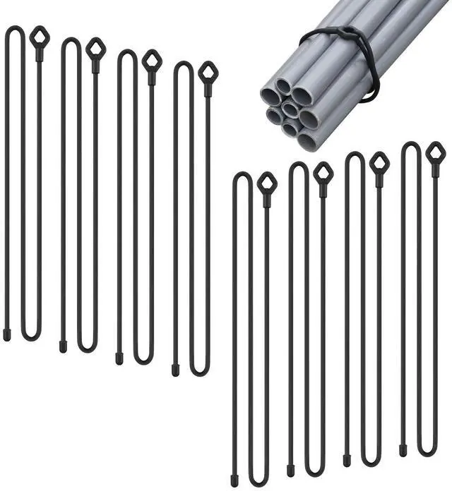 Main image of 8Pcs Reusable Silicone Cable Twist Ties with Holes 32 inch, Black | Bendable Rubber Twist Ties for Cords, All Purpose Cord Tie for Bundling and Holding Indoor and Outdoor Use