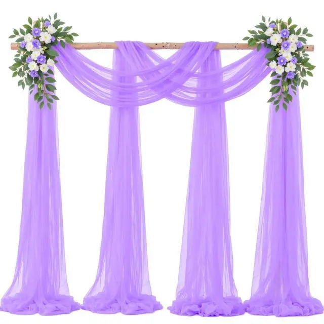 Main image of Lavender Purple Arch Draping Fabric for Wedding, 2 Panels 60" x 26Ft Chiffon Drapery Fabric Drapes Backdrop for Wedding Ceremony Baby Shower Bridal Shower Decoration