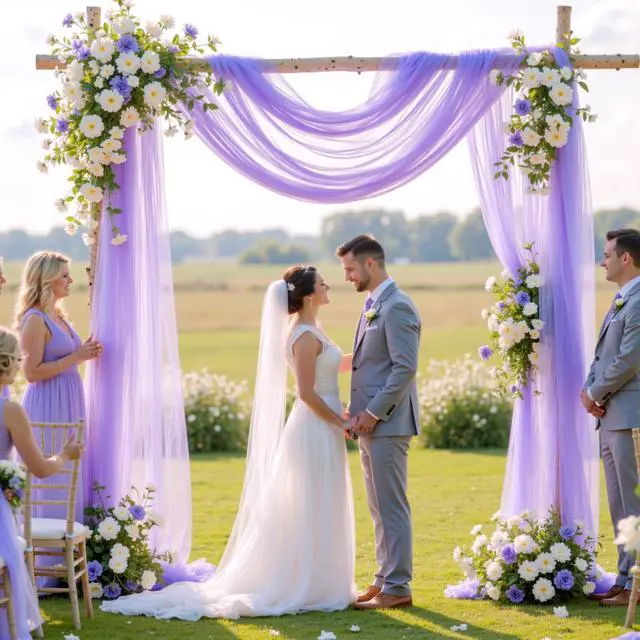 Alt view image 3 of 6 - Lavender Purple Arch Draping Fabric for Wedding, 2 Panels 60" x 26Ft Chiffon Drapery Fabric Drapes Backdrop for Wedding Ceremony Baby Shower Bridal Shower Decoration