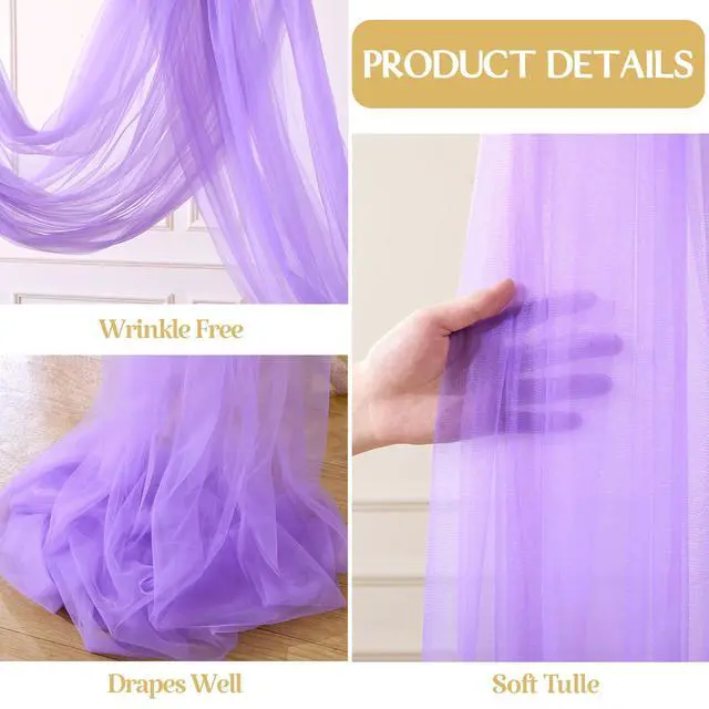 Alt view image 5 of 6 - Lavender Purple Arch Draping Fabric for Wedding, 2 Panels 60" x 26Ft Chiffon Drapery Fabric Drapes Backdrop for Wedding Ceremony Baby Shower Bridal Shower Decoration