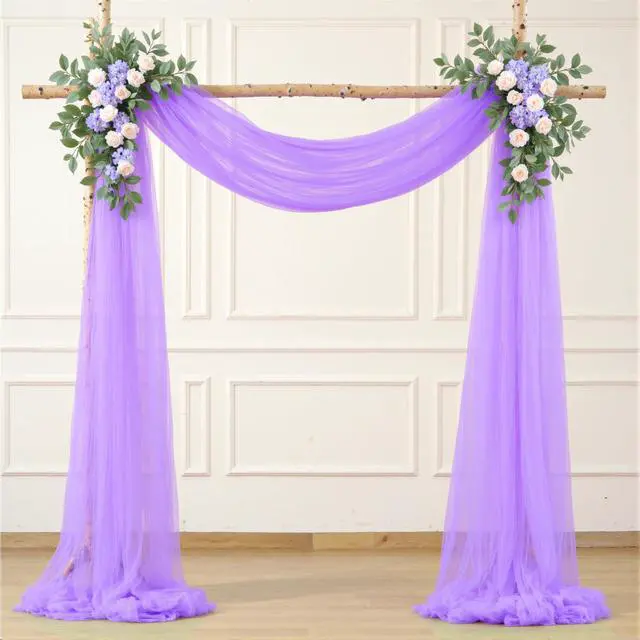 Alt view image 6 of 6 - Lavender Purple Arch Draping Fabric for Wedding, 2 Panels 60" x 26Ft Chiffon Drapery Fabric Drapes Backdrop for Wedding Ceremony Baby Shower Bridal Shower Decoration